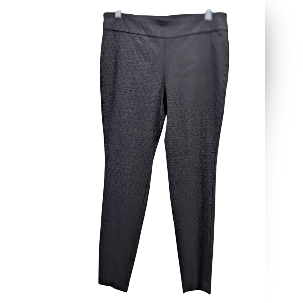 Relativity Black Diamond-Patterned Pull On Stretch Pants - Size 12